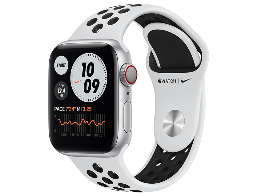 Apple Watch Nike Series 6 GPS+Cellularモデル 40mm M07C3J/A [ピュアプラチナム/ブラックNikeスポーツバンド]