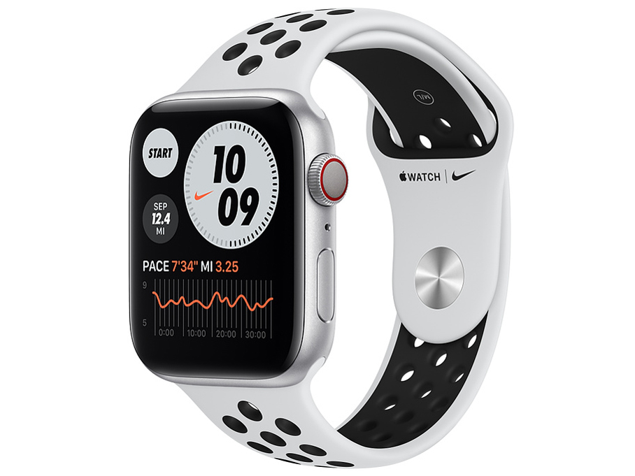 Apple Watch Nike Series 6 GPS+Cellularモデル 44mm M09W3J/A [ピュアプラチナム/ブラックNikeスポーツバンド]