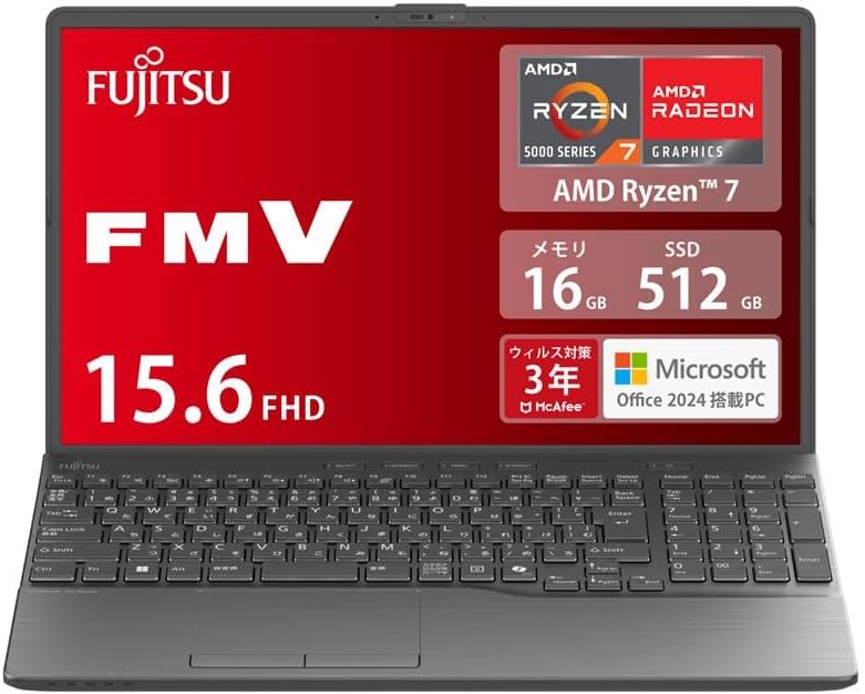 富士通 FMV LIFEBOOK AZ FMVWJ2AA72  WAA/J2 《Ryzen 7/メモリ 16GB/SSD 512GB/15.6インチ/Windows 11/Microsoft Office2024付属》