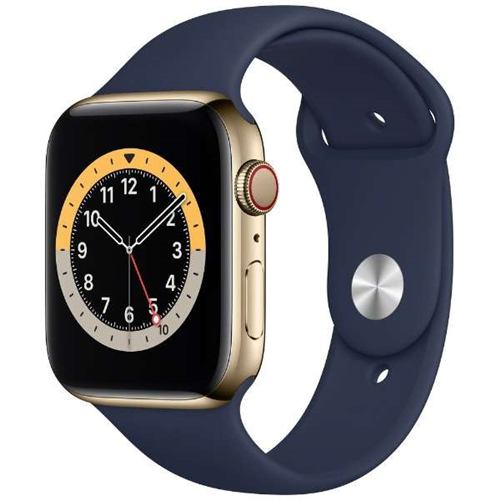 Apple Watch Series 6 GPS+Cellularモデル 44mm MJXN3J/A [ゴールドステンレススチールケース+ディープネイビースポーツバンド]