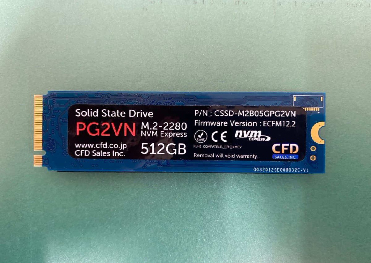 CFD SSD 512GB PG2VN M.2-2280 中古品【動作確認済み】